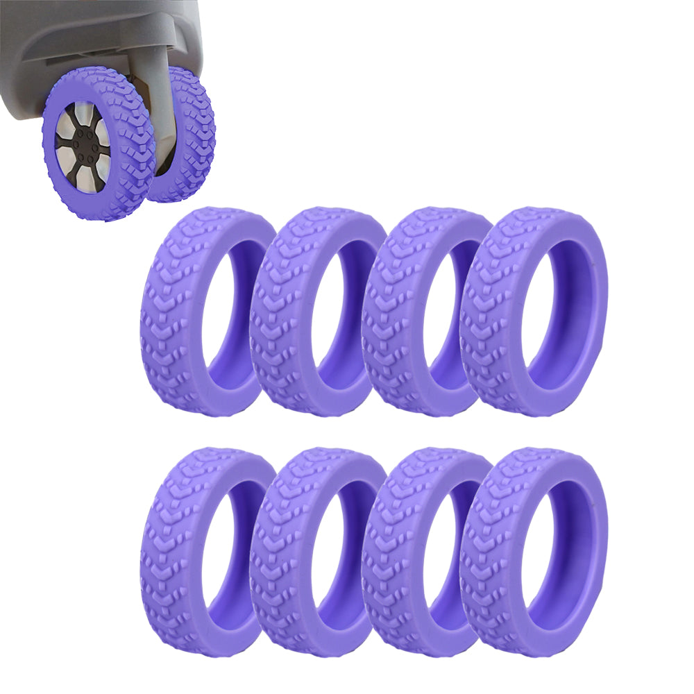 Set of 8Pcs Luggage Wheel Covers Silicone Suitcase Wheel Protectors Purple