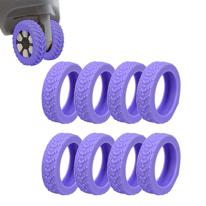 Set of 8Pcs Luggage Wheel Covers Silicone Suitcase Wheel Protectors Purple