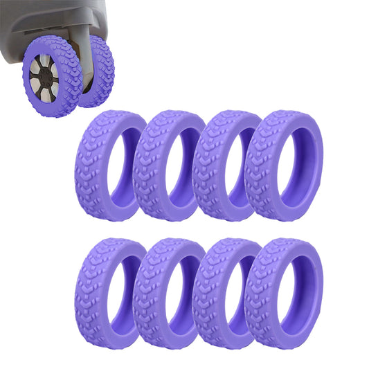 Set of 8Pcs Luggage Wheel Covers Silicone Suitcase Wheel Protectors Purple