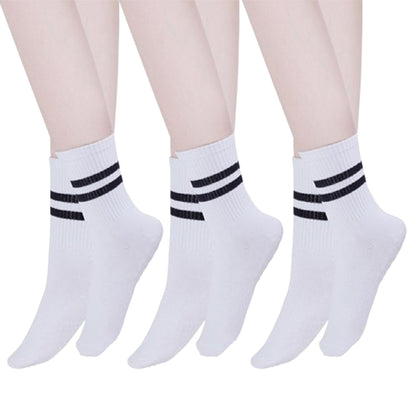 3 Pairs of Yoga Socks Non-Slip Grips Anti-Skid Pilates Barre Dance Cushioned Socks White