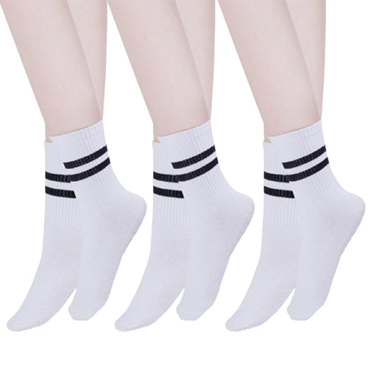 3 Pairs of Yoga Socks Non-Slip Grips Anti-Skid Pilates Barre Dance Cushioned Socks White