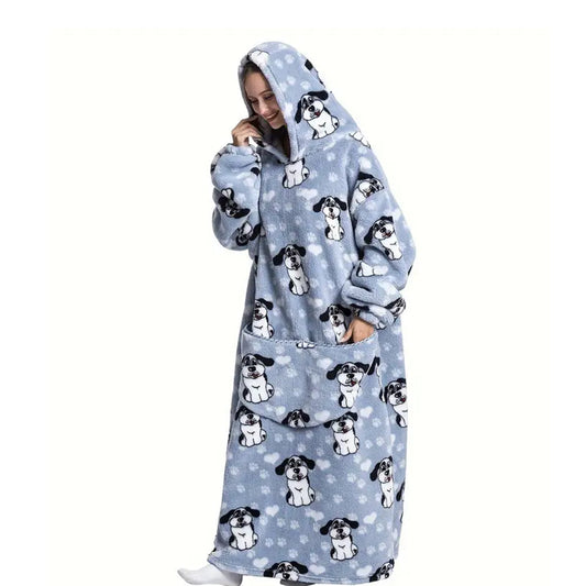 Wearable Blanket Hoodie Oversized Warm Cozy Hooded Blanket Sweatshirt with Pocket for Adults Style 2