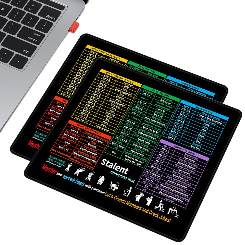 2Pcs Small Excel Cheat Sheet Shortcuts Computer Mouse Pads  Excel Word PowerPoint Windows Shortcuts Desk Pads