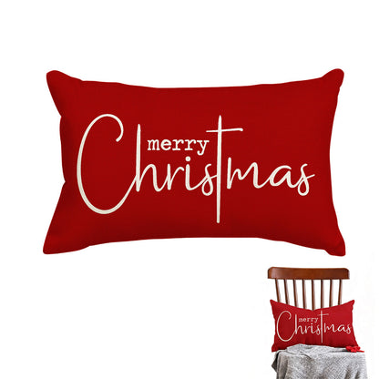 Merry Christmas Throw Pillowcase Rectangle Lumbar Cushion Cover for Winter Holidays Style 2