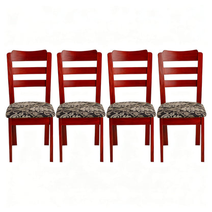 4PCS Stretch Chair Seat Covers Printed Washable Seat Cushion Slipcovers for Dining Chairs Style 1