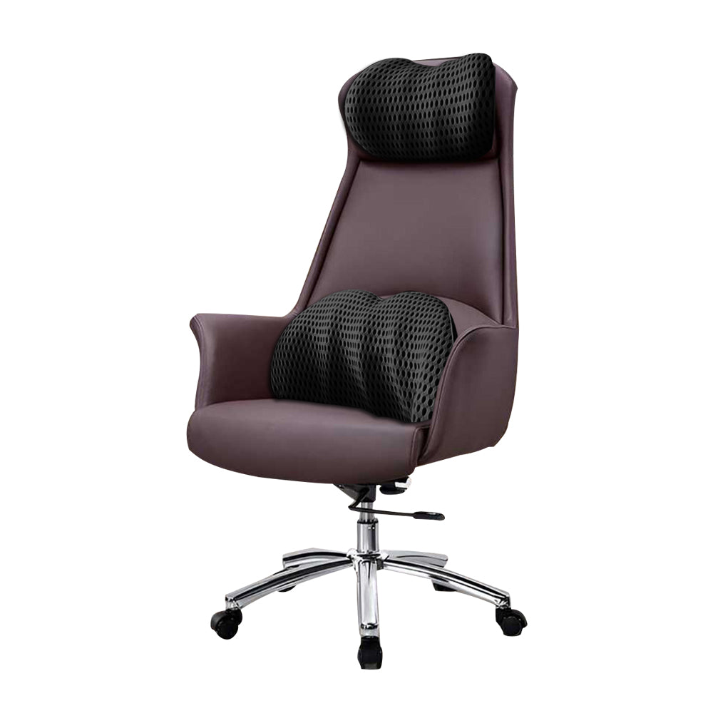 2Pcs Set Lumbar Neck Support Pillow Memory Foam Cushion for Car Office Chair Seat Black