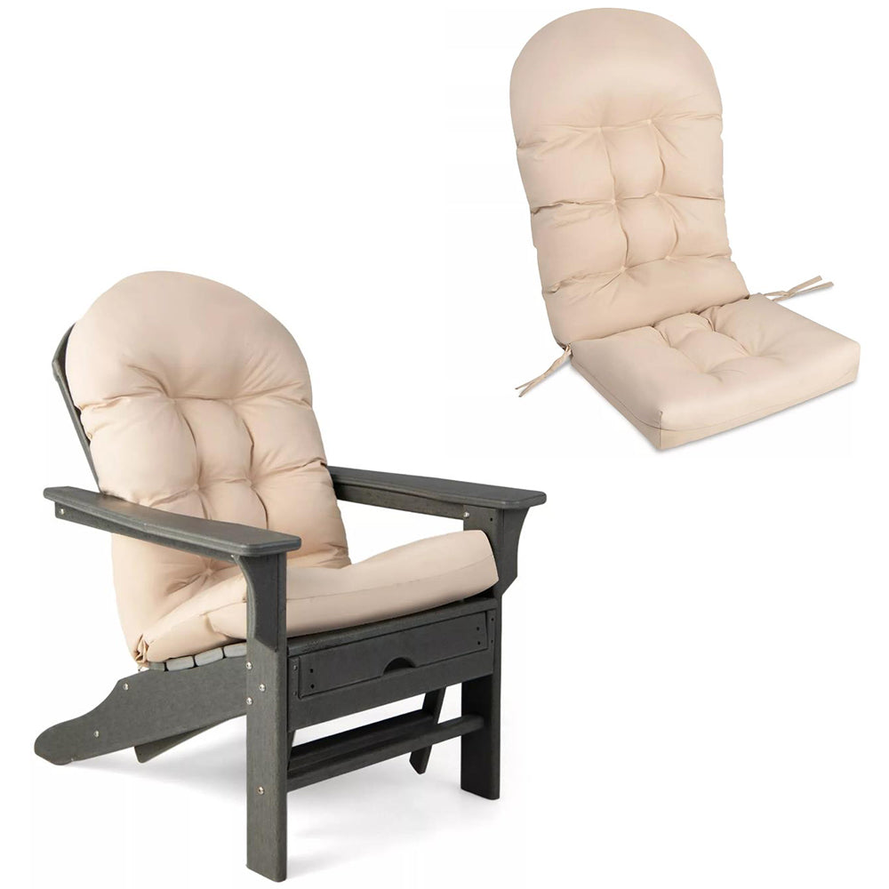 Patio Adirondack Chair Cushion High Back Rocking Chair Seat Pad with Ties Beige
