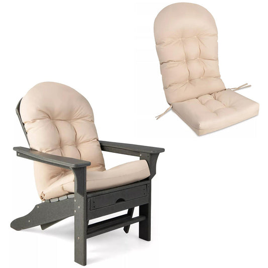 Patio Adirondack Chair Cushion High Back Rocking Chair Seat Pad with Ties Beige
