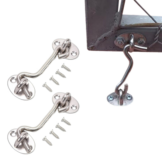 2Pcs Set Window Barn Door Latch Cabin Hook and Eye Brass Gate Shed Lock