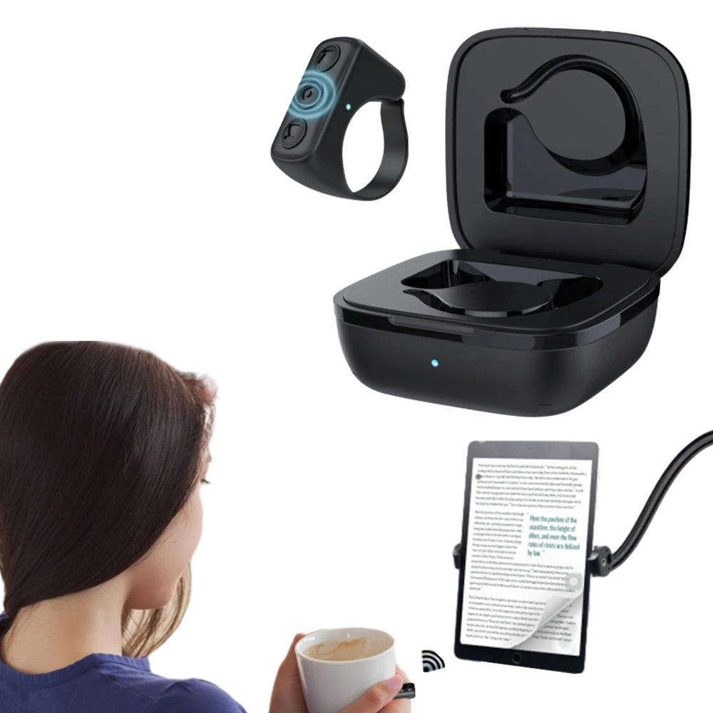 Bluetooth Remote Control TikTok Kindle Page Turner Bluetooth Ring Button for iPhone Android Black