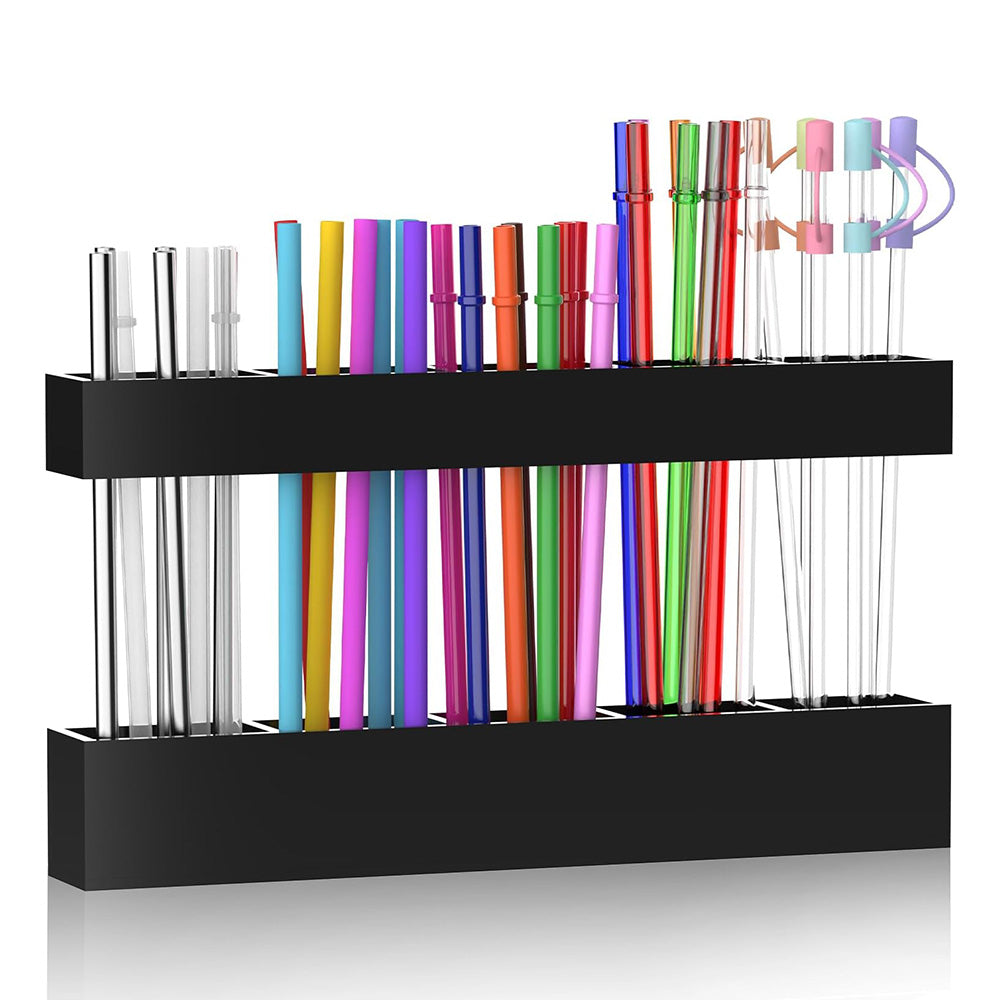 Reusable Straw Holder for Cabinet Door Kitchen Cupboard Storage Organizer Black