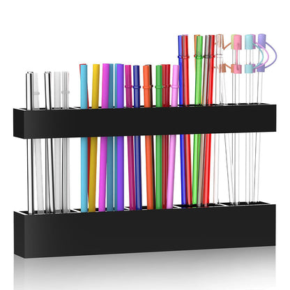 Reusable Straw Holder for Cabinet Door Kitchen Cupboard Storage Organizer Black