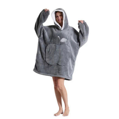 Unisex Hoodie Blanket Oversized Wearable Throw Blanket Light Gray
