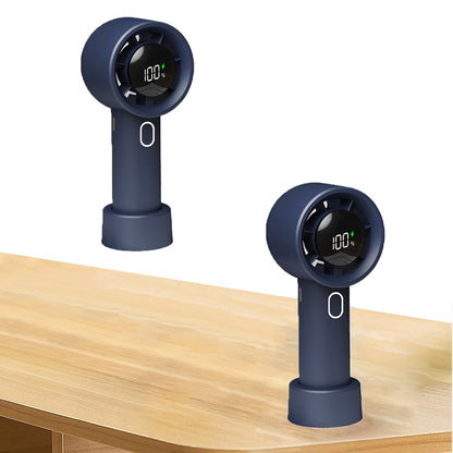 Portable Handheld Turbo Fan with Digital Display Rechargeable Pocket Hand Fan for Travel Outdoor Blue