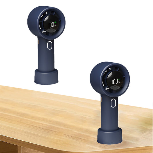 Portable Handheld Turbo Fan with Digital Display Rechargeable Pocket Hand Fan for Travel Outdoor Blue