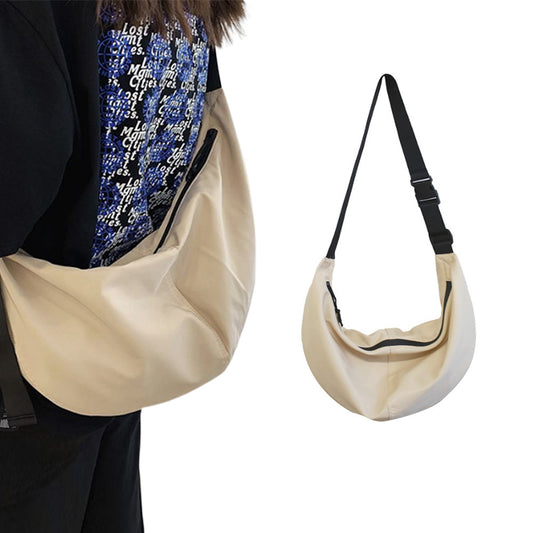 Trendy Dumpling Crossbody Bag Casual Sling Bag Half Moon Shoulder Messenger Bag Khaki