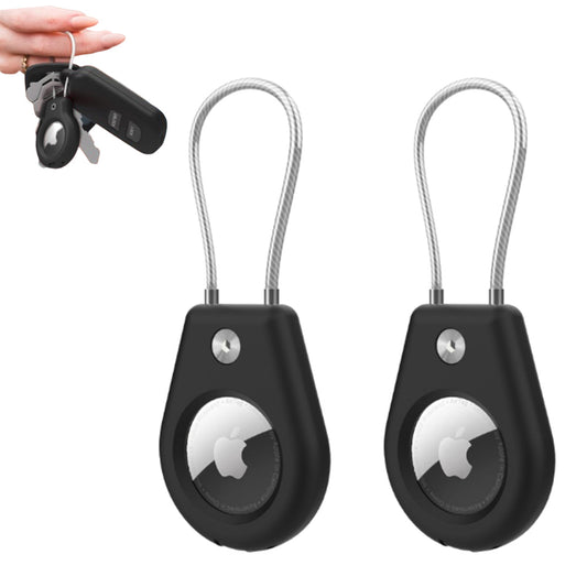 2Pcs For Apple AirTag Holders with Keychain AirTag Cases for Keys Luggage Pet Black