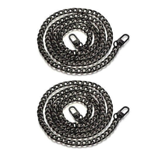 2Pcs 120cm Replacement Metal Shoulder Strap for Handbag Purse Chain Black