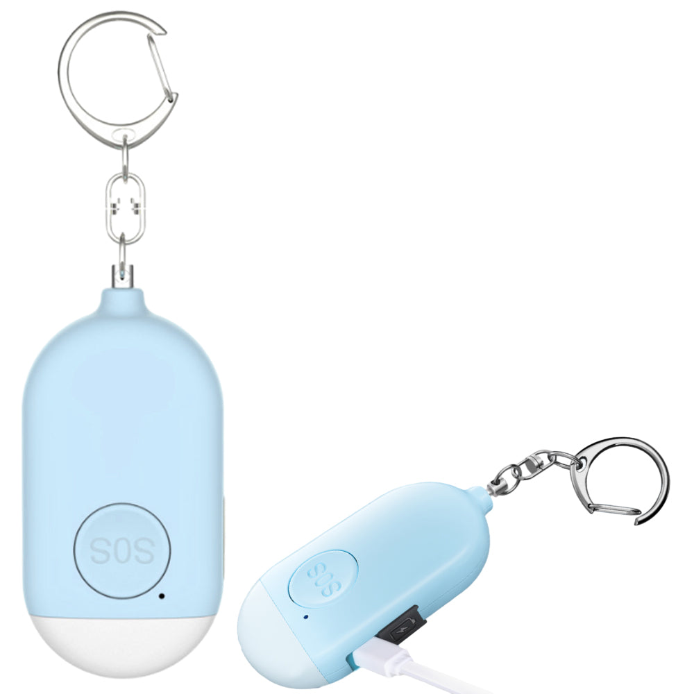 130db Personal Alarm Security Alarm with Keychain LED Flashlight Self Defense Alarm Blue
