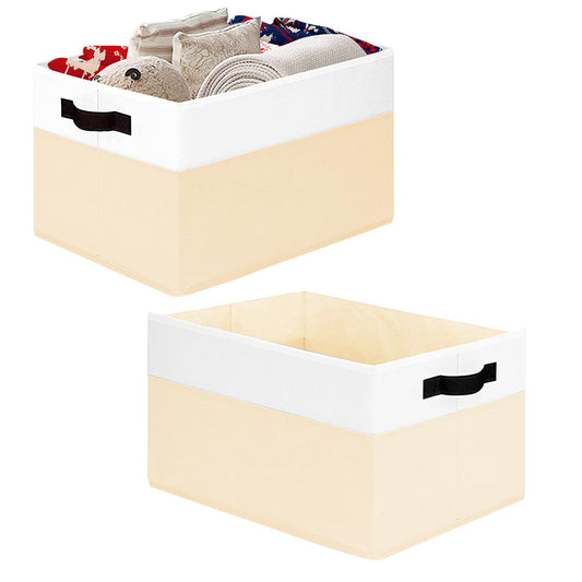 2Pcs Foldable Storage Bins Large Closet Storage Baskets for Clothes Blanket Beddings Towels Beige