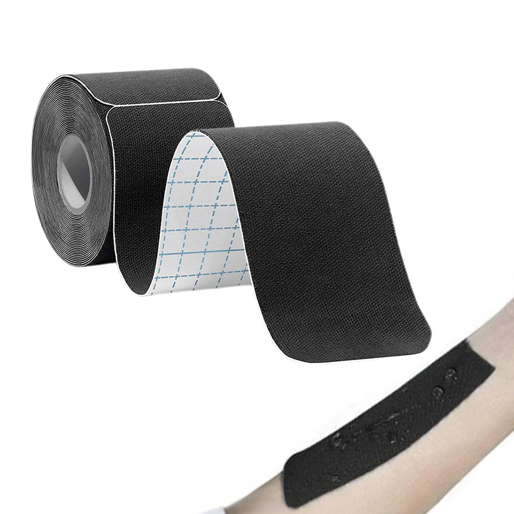 Kinesiology Tape Waterproof Breathable Latex-Free for Ankle Wrists Knees Black