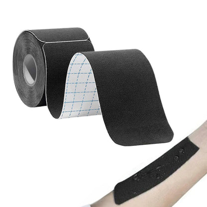Kinesiology Tape Waterproof Breathable Latex-Free for Ankle Wrists Knees Black