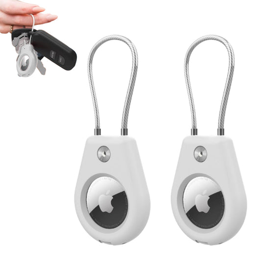 2Pcs For Apple AirTag Holders with Keychain AirTag Cases for Keys Luggage Pet White