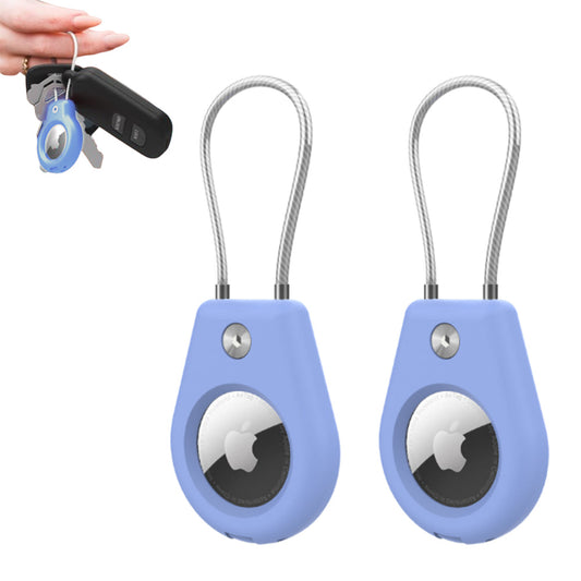 2Pcs For Apple AirTag Holders with Keychain AirTag Cases for Keys Luggage Pet Blue