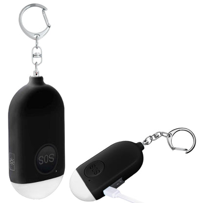 130db Personal Alarm Security Alarm with Keychain LED Flashlight Self Defense Alarm Black
