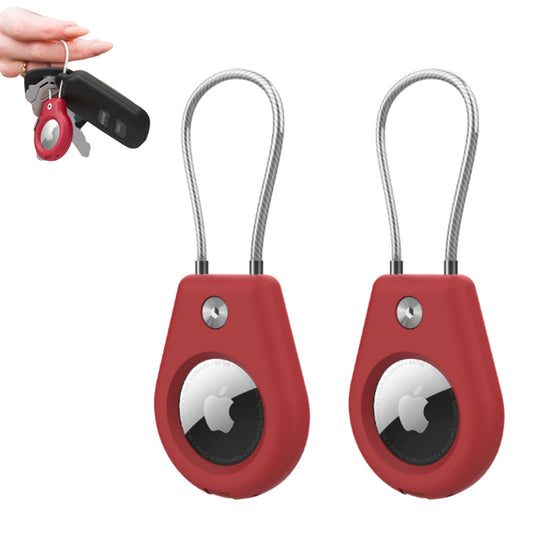 2Pcs For Apple AirTag Holders with Keychain AirTag Cases for Keys Luggage Pet Red