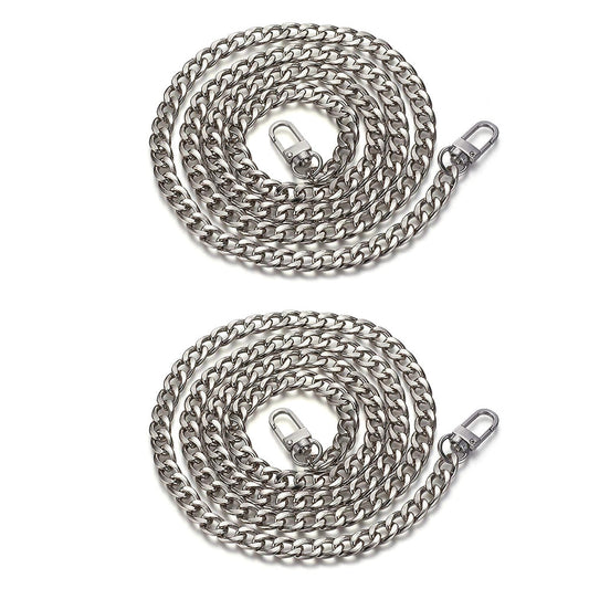 2Pcs 120cm Replacement Metal Shoulder Strap for Handbag Purse Chain Silver