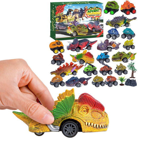 Dinosaur Cars Advent Calendar Christmas Countdown Blind Box Pull-Back Toy Set