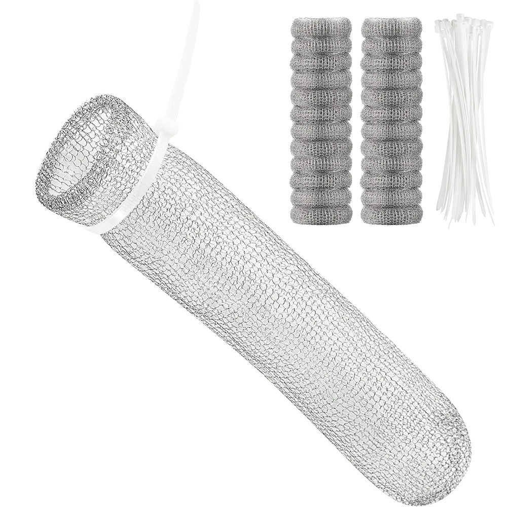 24 Pieces Drain Filter for Washing Machine Stainless Steel Hair Snare Traps with 24 Pcs Cable Ties