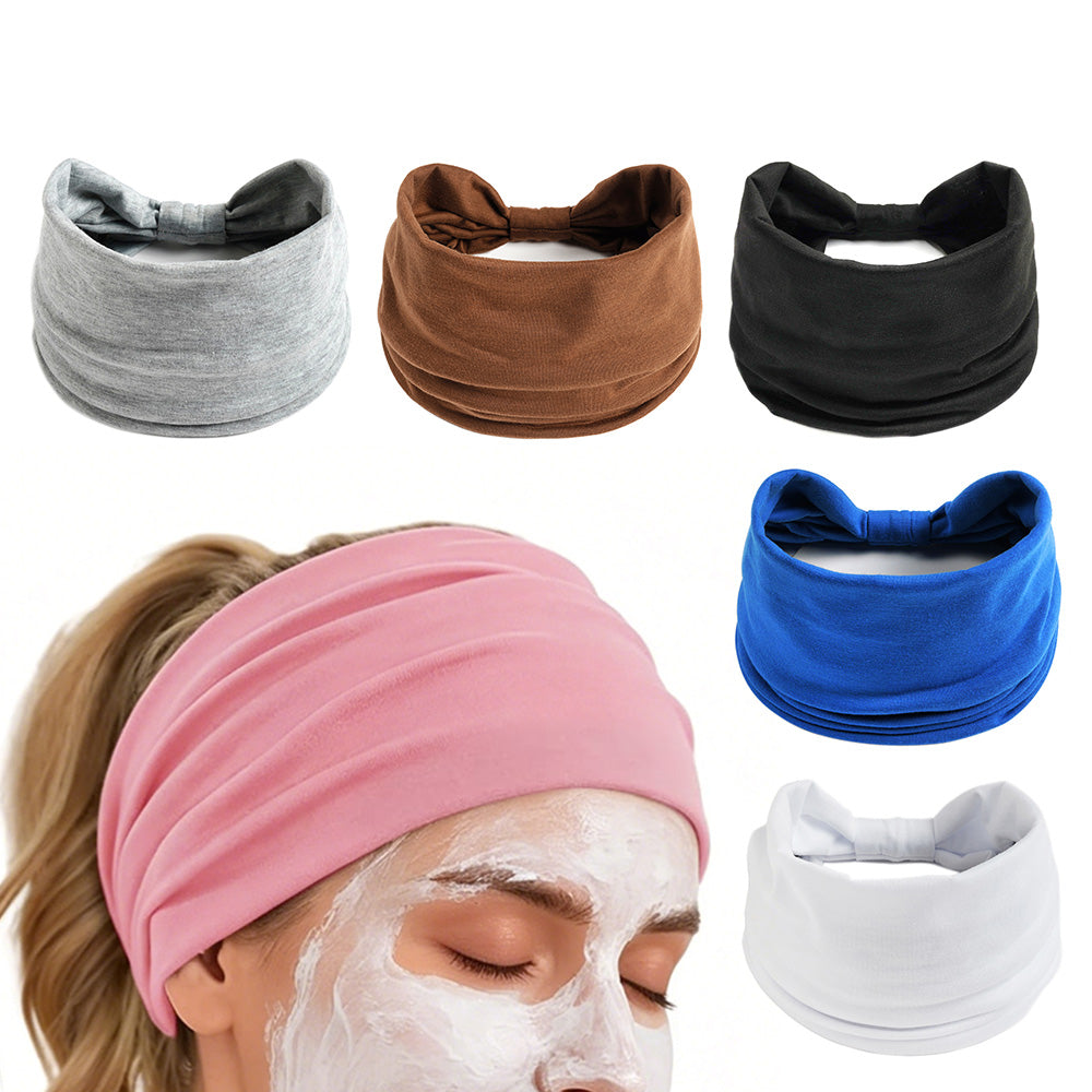 6 Pack Elastic Boho Style Wide Headbands