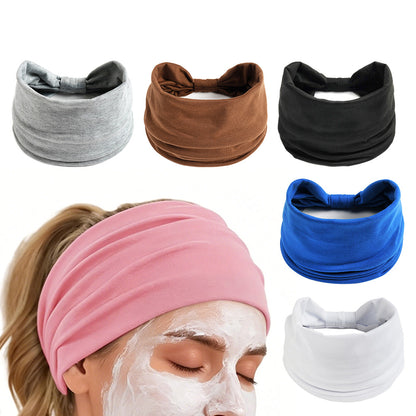 6 Pack Elastic Boho Style Wide Headbands