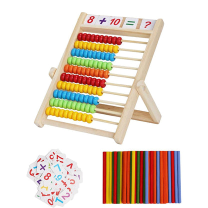 Wooden Abacus for Kids ¨C Math Counting Sticks Number and Alphabet Cards Educational Toy