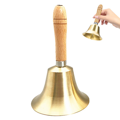 Brass Hand Bell with Wooden Handle Clear Ringing for Dinner Classroom Wedding  Service Use