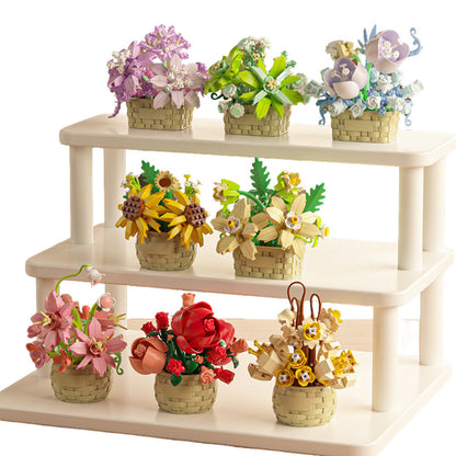 8PCS Flower Building Block Set Mini Potted Plants & Succulent Toys for Kids