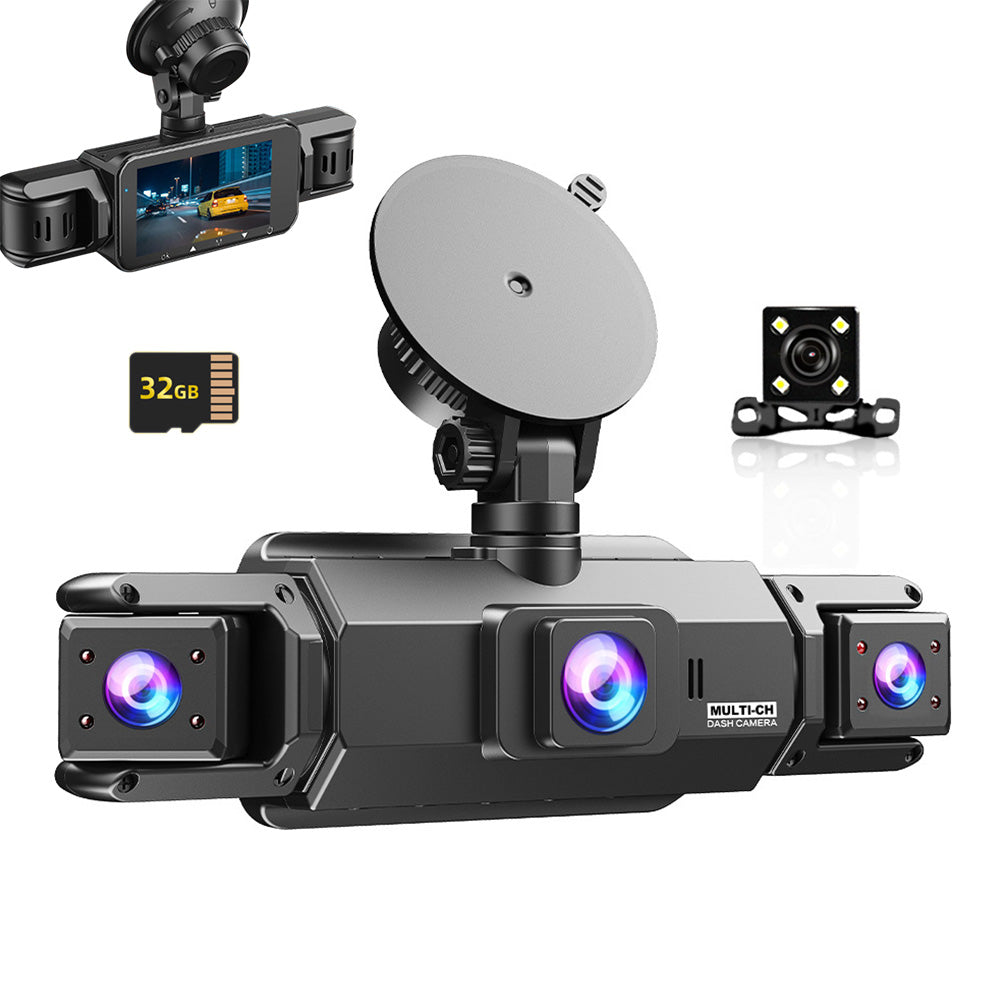 4-Channel Dash Cam Front Rear Left Right Car Camera with App Control and G-Sensor