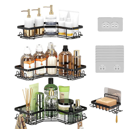 4Pcs Corner Shower Caddy Set with Soap Holder ââ‚?Carbon Steel  18kg Load