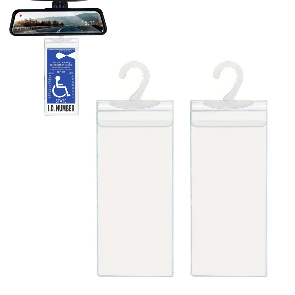 Set of 2Pcs Clear Handicap Placard Holder for Auto Handicapped Placard Protector Cover Hanging Sleeve