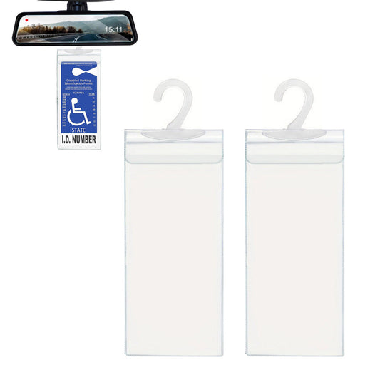 Set of 2Pcs Clear Handicap Placard Holder for Auto Handicapped Placard Protector Cover Hanging Sleeve