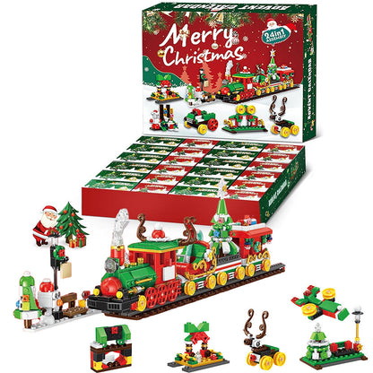 Advent Calendar Christmas Train Building Block Set ¨C Holiday Countdown Toy
