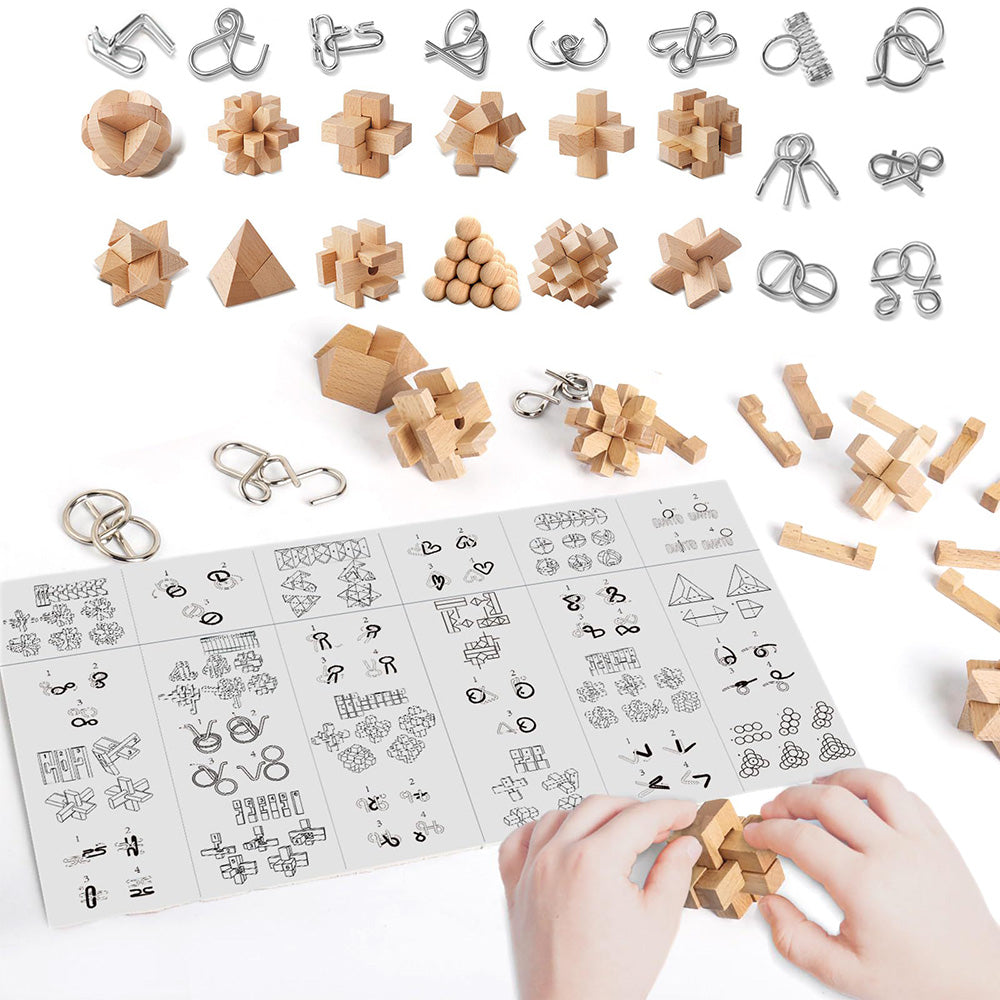 24PCS Brain Teaser Christmas Advent Calendar with 3D Stainless Steel & Burr Puzzles