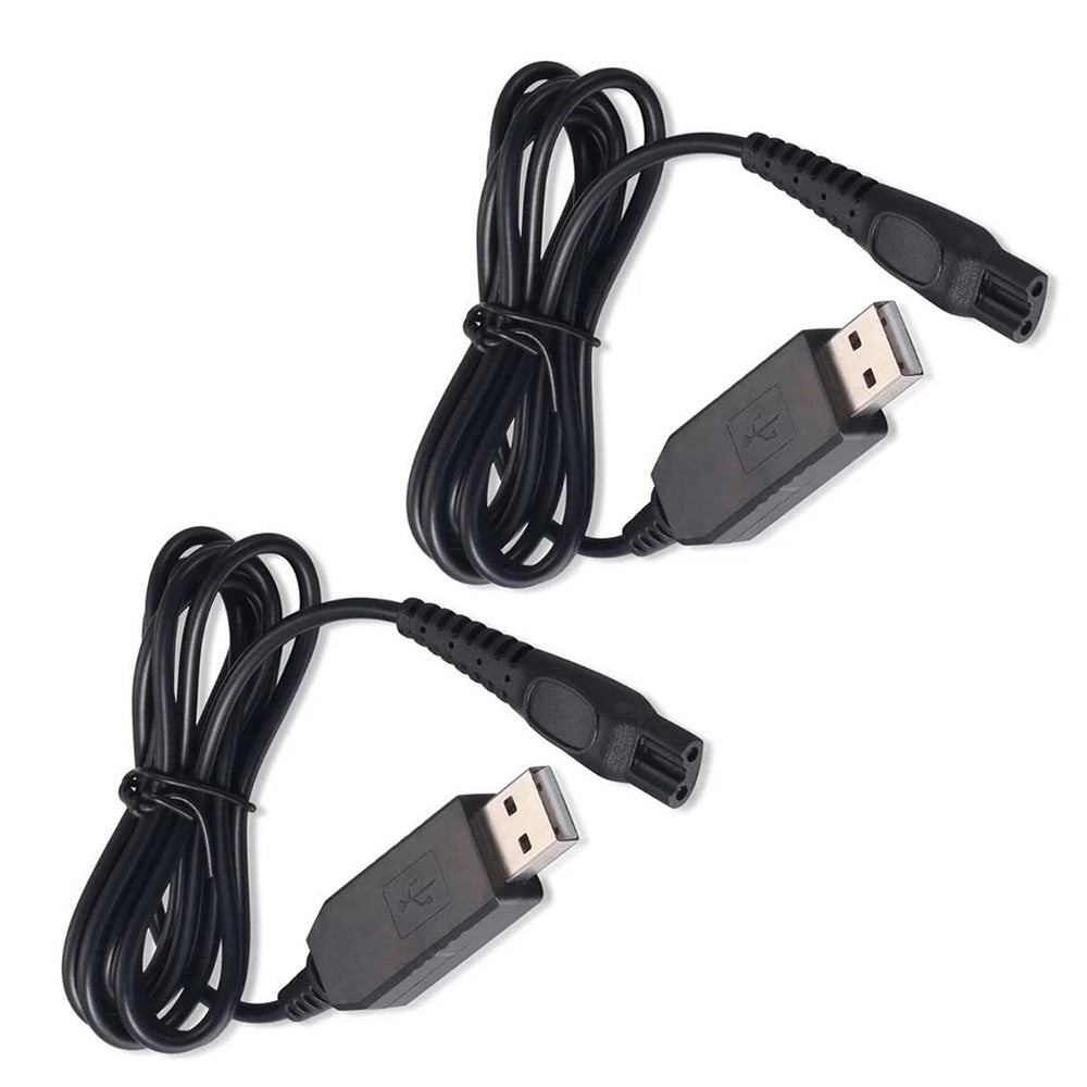 2Pcs Replacement USB Shaver Charger Cable 8-Figure 2-Pin Power Cord for Philips Electric Shavers Trimmers