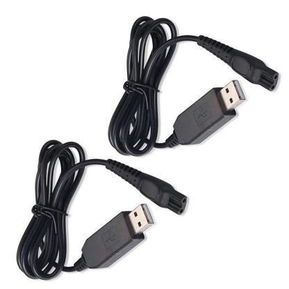 2Pcs Replacement USB Shaver Charger Cable 8-Figure 2-Pin Power Cord for Philips Electric Shavers Trimmers