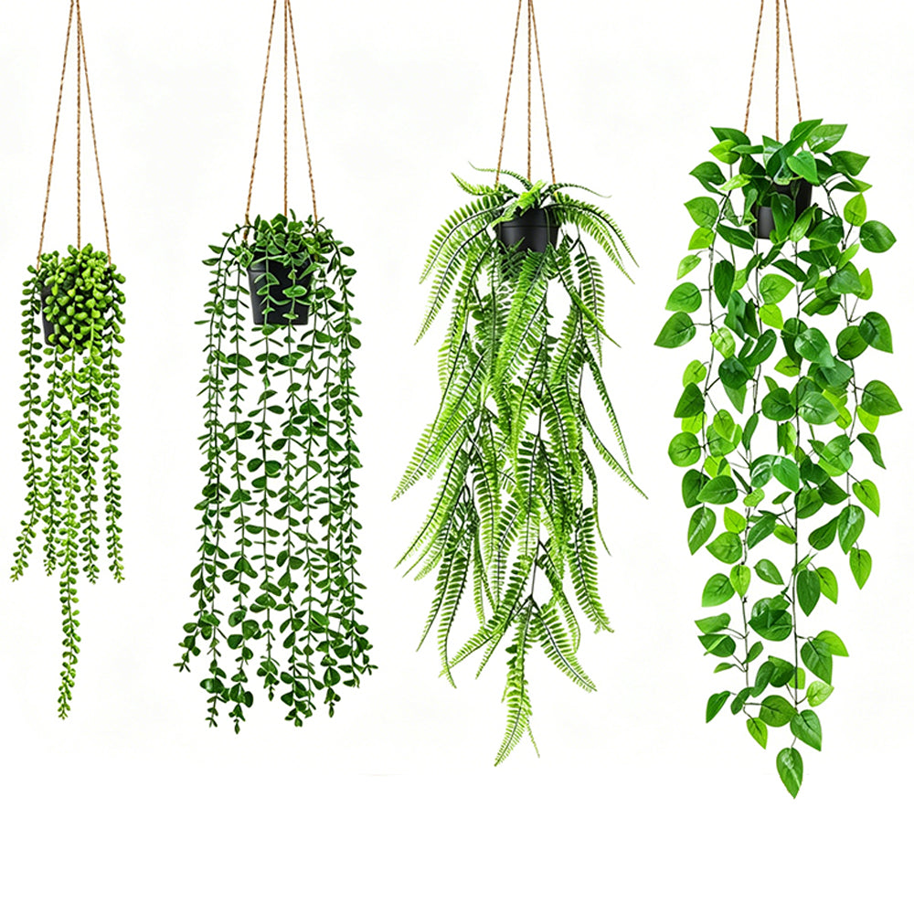 4 PCS Fake Hanging Plants with Pots