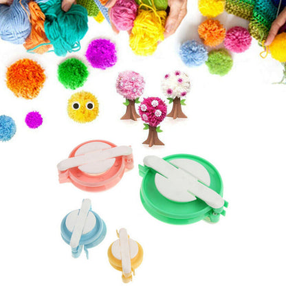 4-Piece Multi-Size Pom Pom Maker Set for DIY Craft Fluff Balls