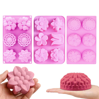 3 Pack Flower Soap Mold Silicone Baking Molds
