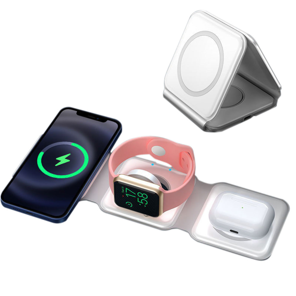 3-in-1 Foldable Magnetic Wireless Charging Base for iPhone Apple Watch & AirPods